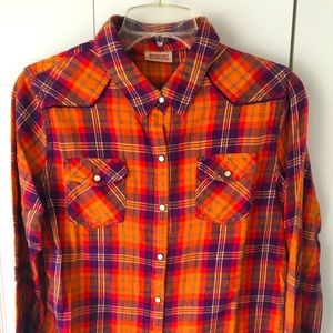 Mossimo Orange and Purple Flannel Shirt